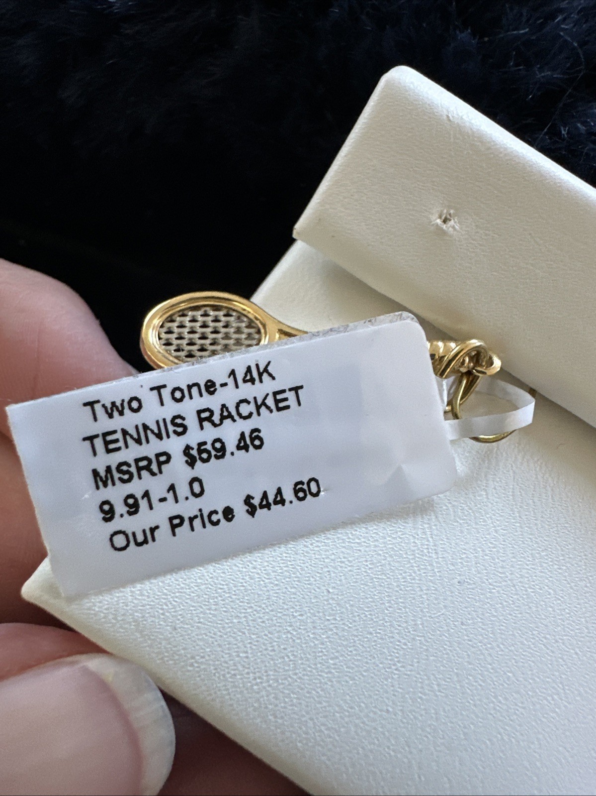 Two Tone 14k Tennis Racket Pendant 9.91-1.0 Weight Is 1.0 Grams