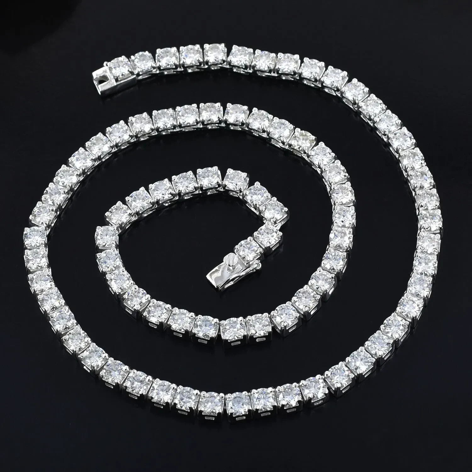 RARE 55Ct, 5mm White Diamond Men’s Tennis Necklace-FREE Shipping ! 26 inches
