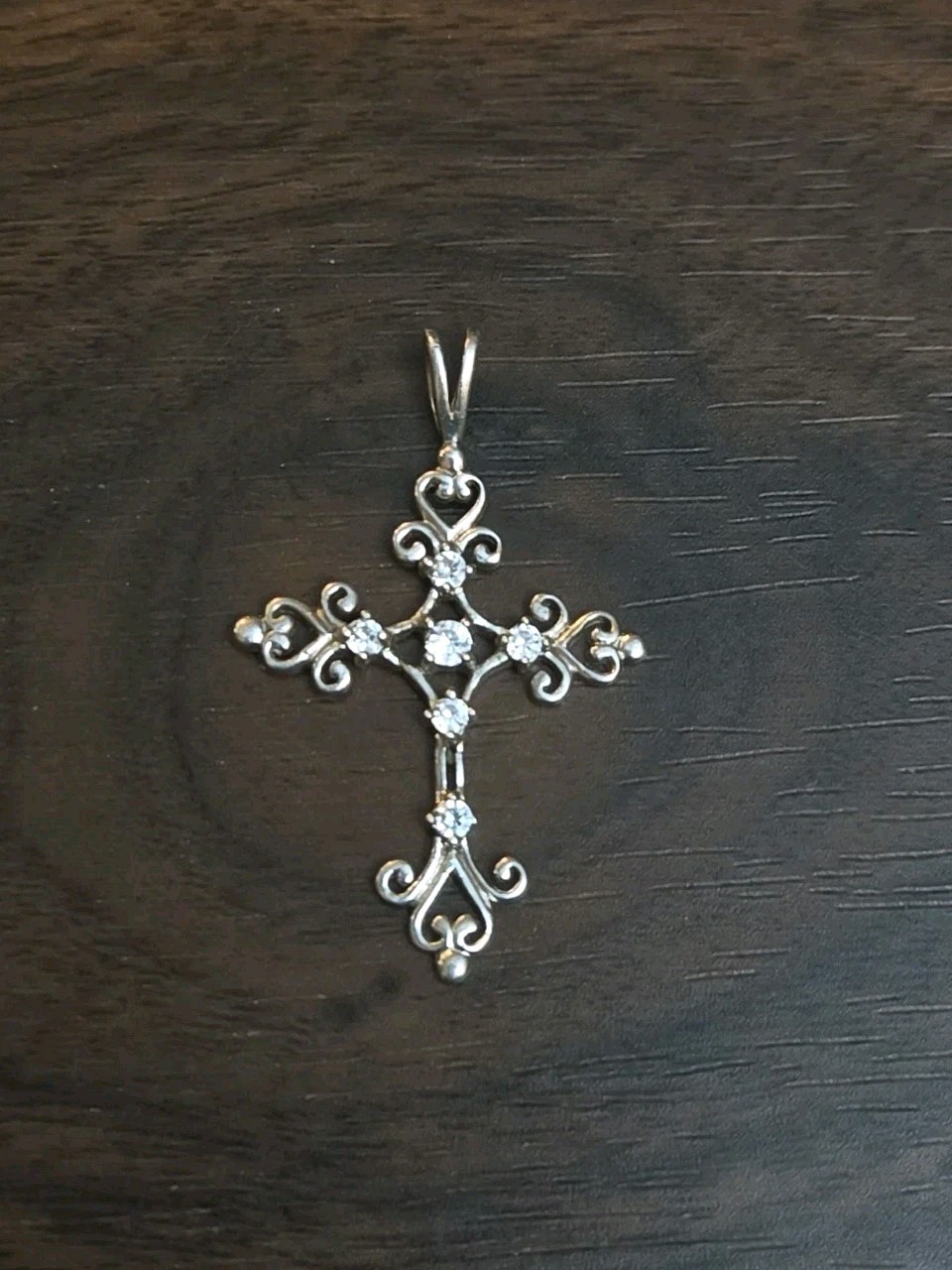 Sterling Silver Cross Pendant With Crystals 925