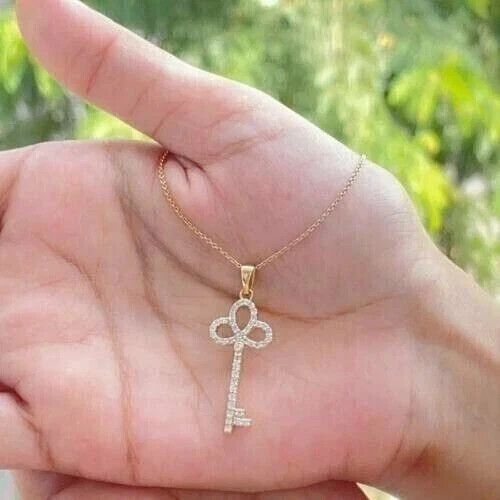3Ct Round Cut White Moissanite Women’s Fancy Pendant 14k Yellow Gold Plated