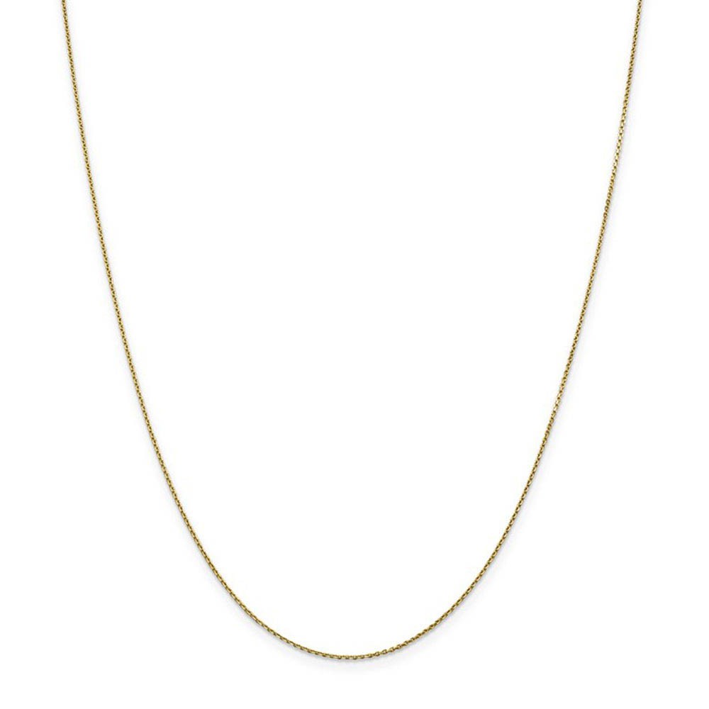 0.9mm 14k Yellow Gold Solid Diamond Cut Cable Chain Necklace
