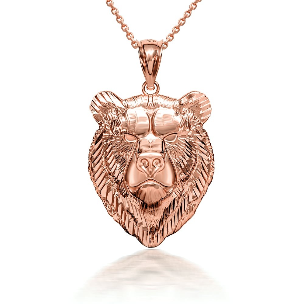 Gold Bear Pendant Necklace (Available in Yellow/Rose/White Gold)