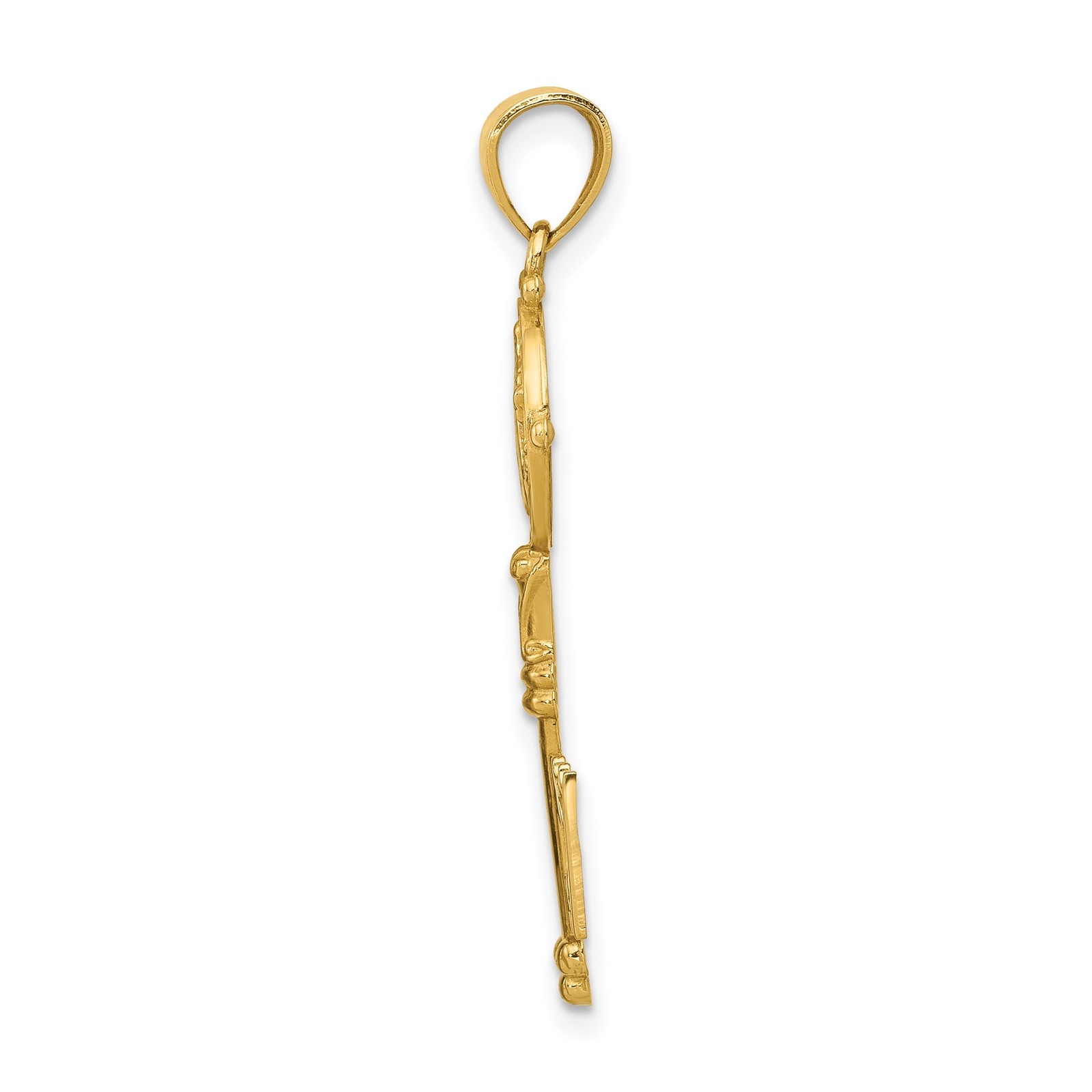 14k Yellow Gold Saint Benedict Key Pendant Catholic Cross Medal Charm for Men Wo