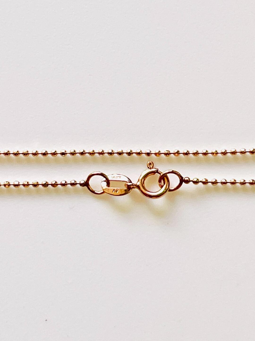 14K Rose Gold Beads Chain 1.7 Grams W: 0.8 mm L: 18 inches (45 CM)-32