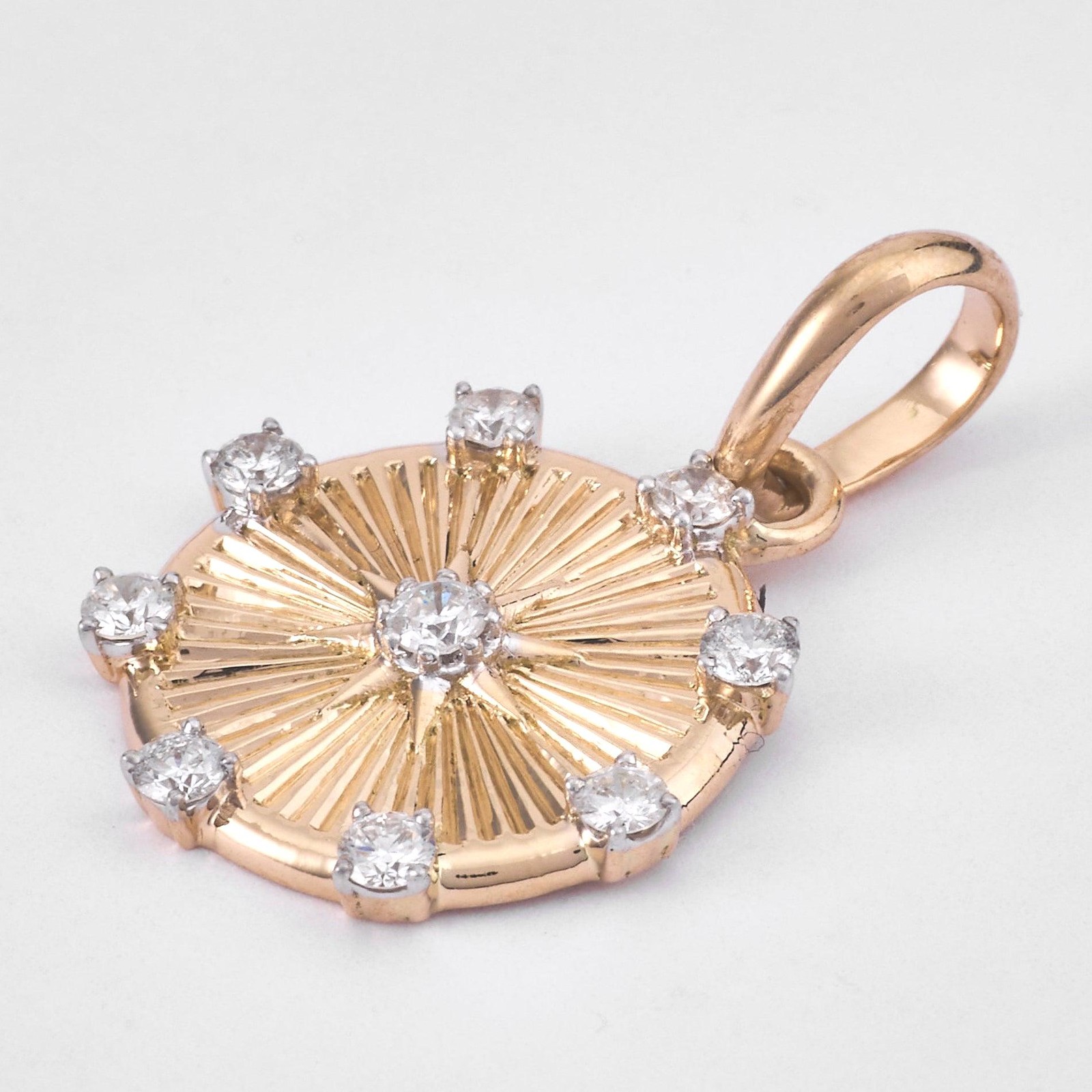 0.34 ct Natural Diamond Karma Circle Medallion Pendant 14K Gold Infinity