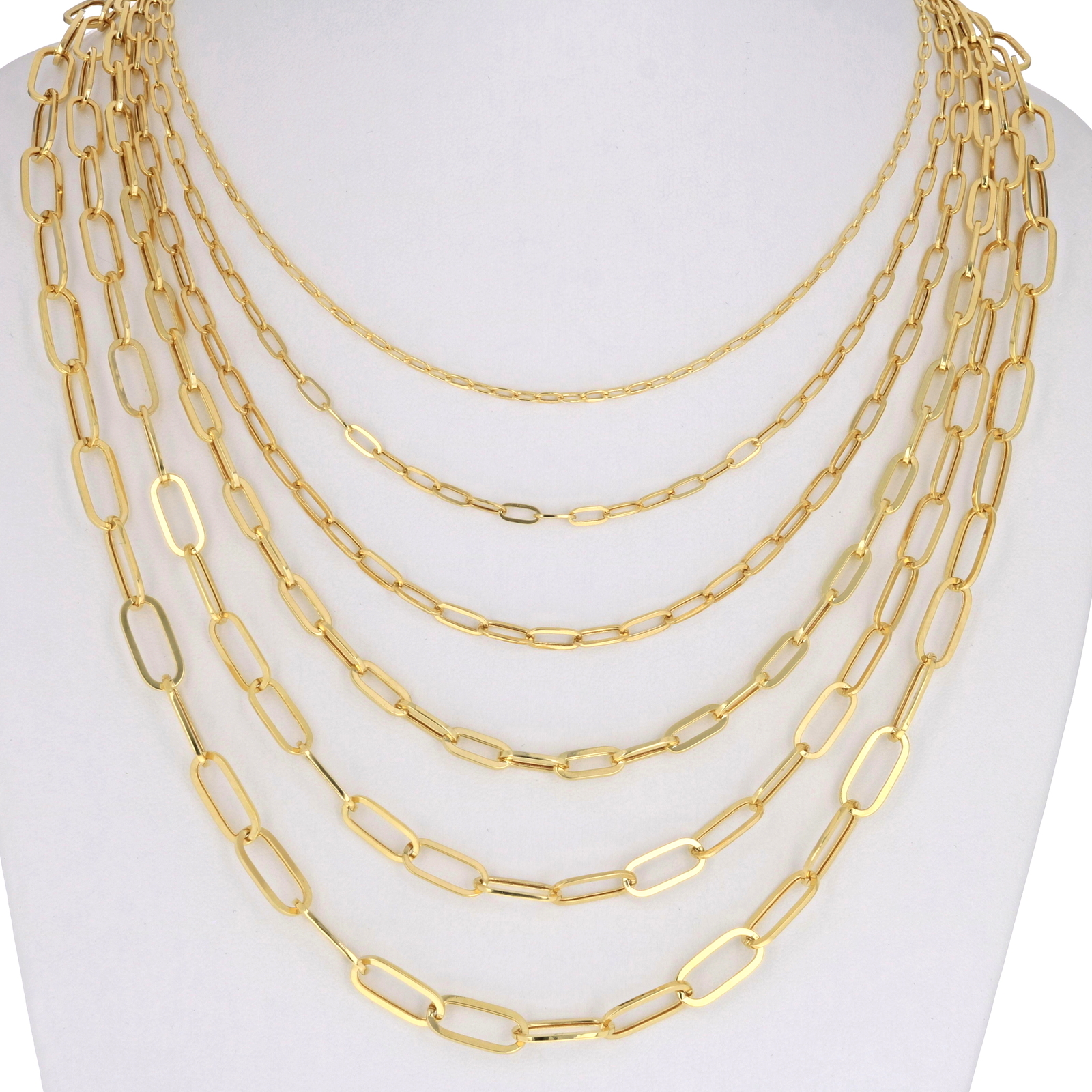 10k Yellow Gold Paperclip 2mm-6mm Chain Cable Rolo Link Pendant Necklace 16″-24″