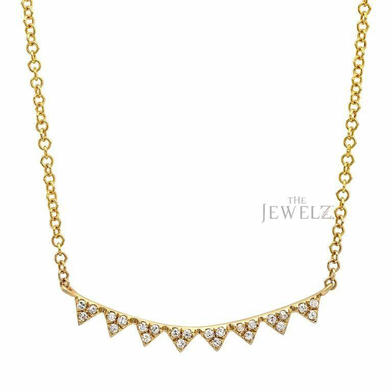 14K Gold 0.24 CT VS/F-G Diamond Multi Tiny Triangles Pendant Necklace Jewelry
