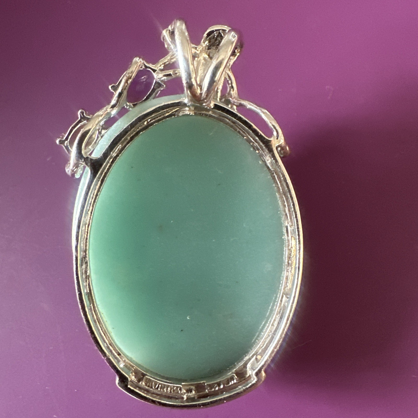 Sterling silver oval amazonite pendant With Amethyst & Peridot Made Thailand