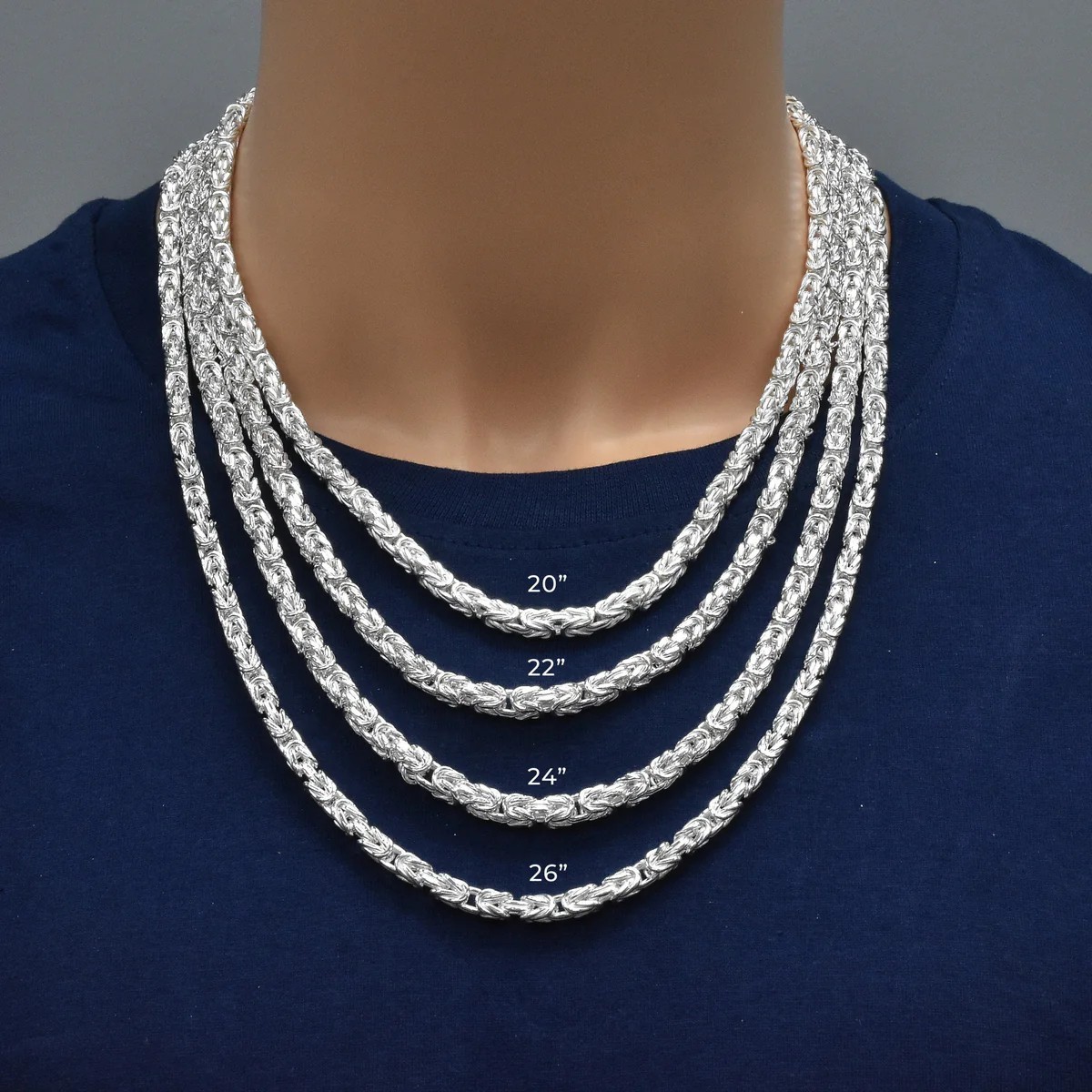 .925 Sterling Silver Anti Tarnish Flat Byzantine 4.2mm-11.1mm Chain Bracelet