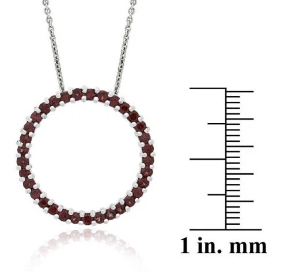 STERLING SILVER 1.6 CT TGW GARNET OPEN CIRCLE PENDANT NECKLACE