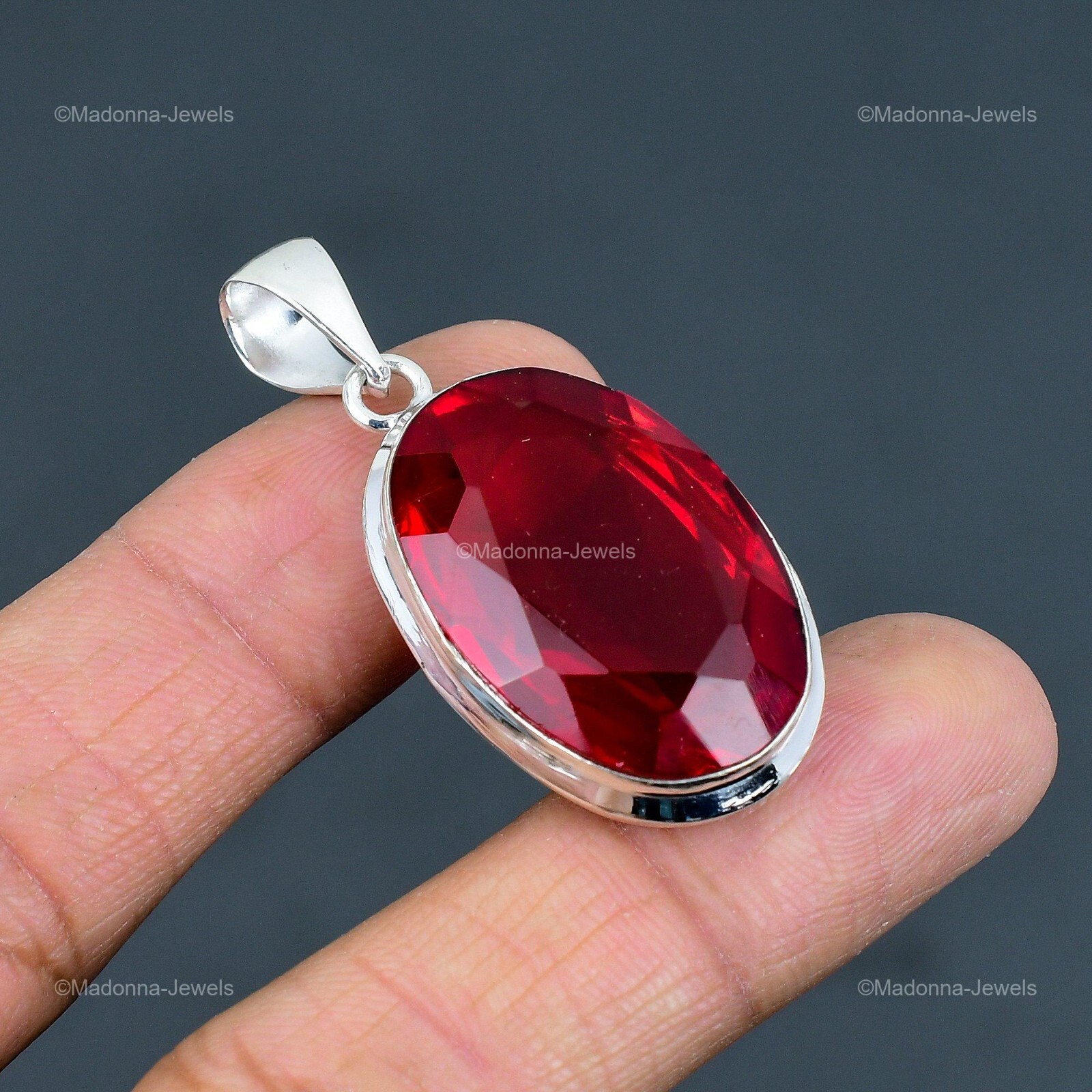Mothers day Deal Sterling Silver Mozambique Garnet Gemstone Boho Pendant Jewelry