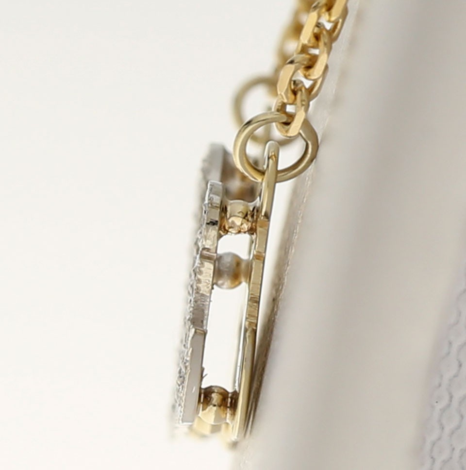 Natural Diamond ‘Keri’ Shadow Nameplate Necklace .37CT Multi-tone Gold 16” Long