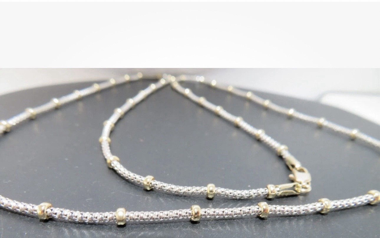 14K YELLOW & WHITE GOLD NECKLACE 19” LONG 2.77 MM THICK 7 grams NEW