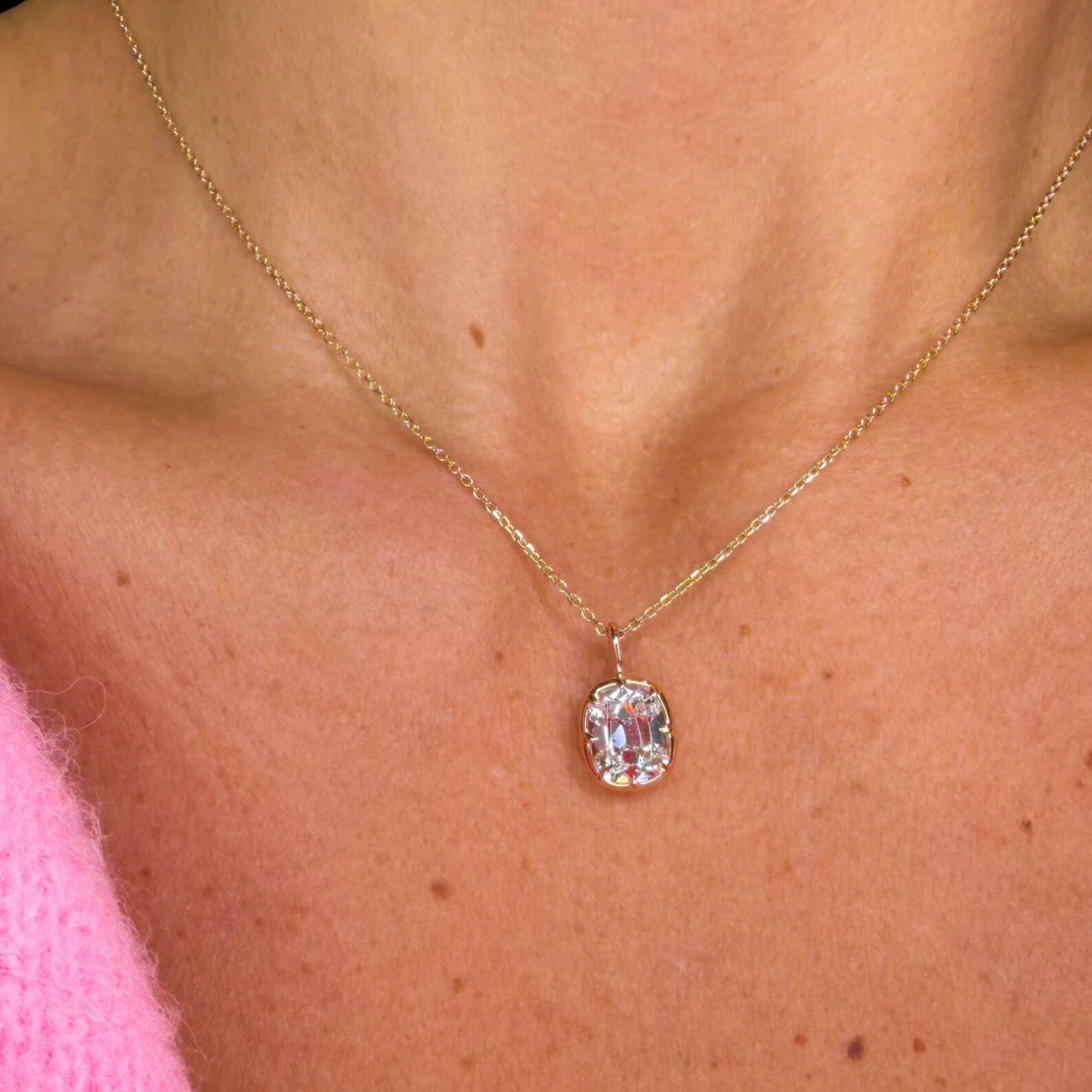 2CT Cushion Cut Moissanite Pendant in 10k Gold Jewelry Wedding Gift For Her
