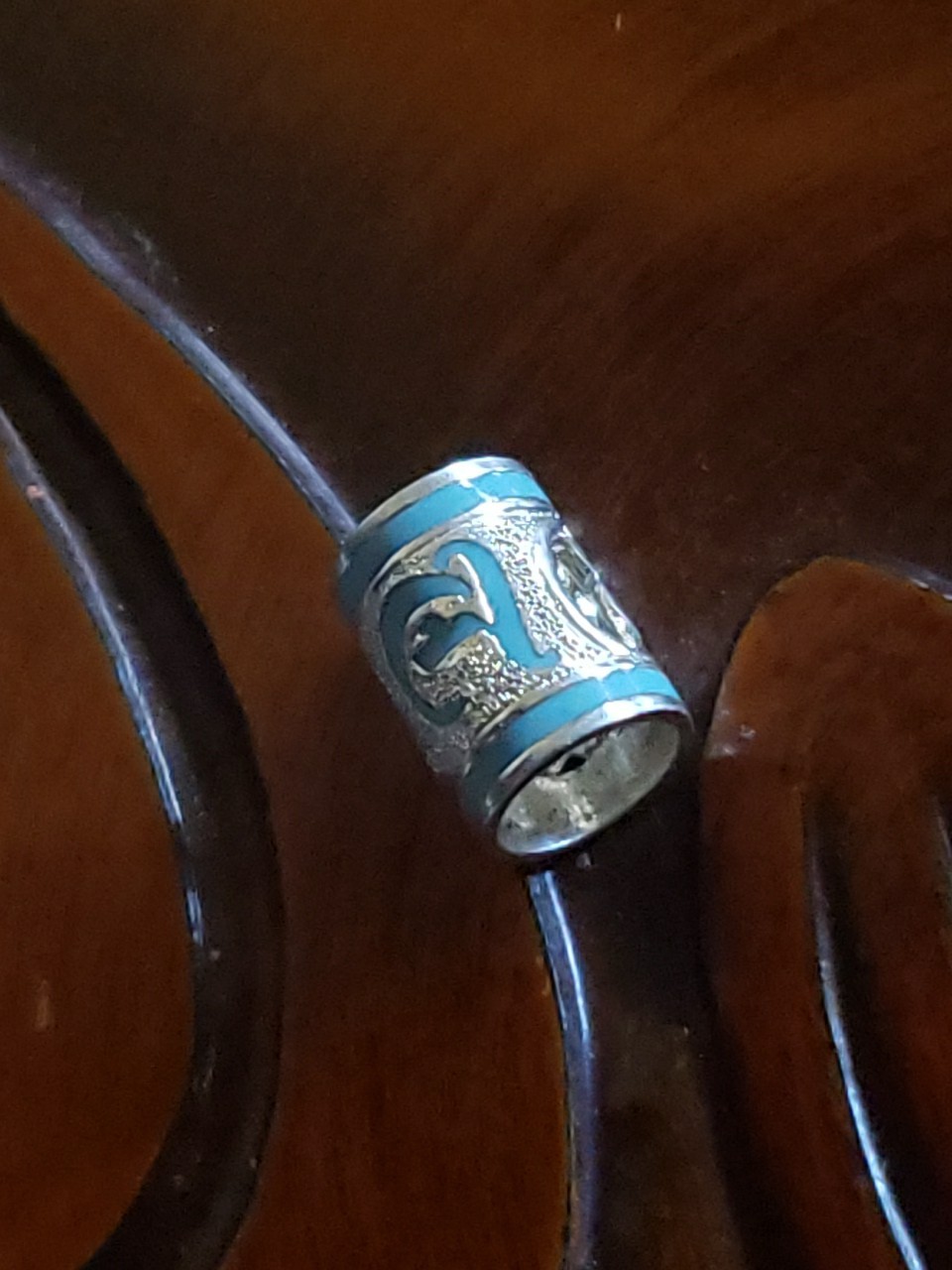 Hawaiian Baby Silver Initial Pendant Enamel 8mm X 6mm Slide Blue Letter