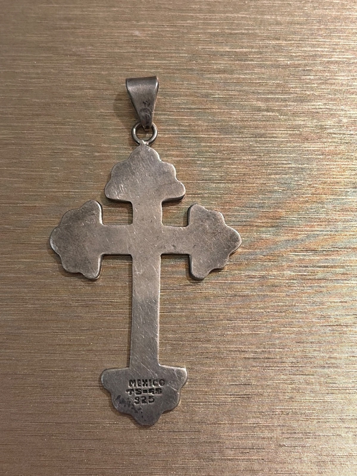 Large 925 sterling Silver Vintage Taxco Mexico Cross Sterling Silver Pendant