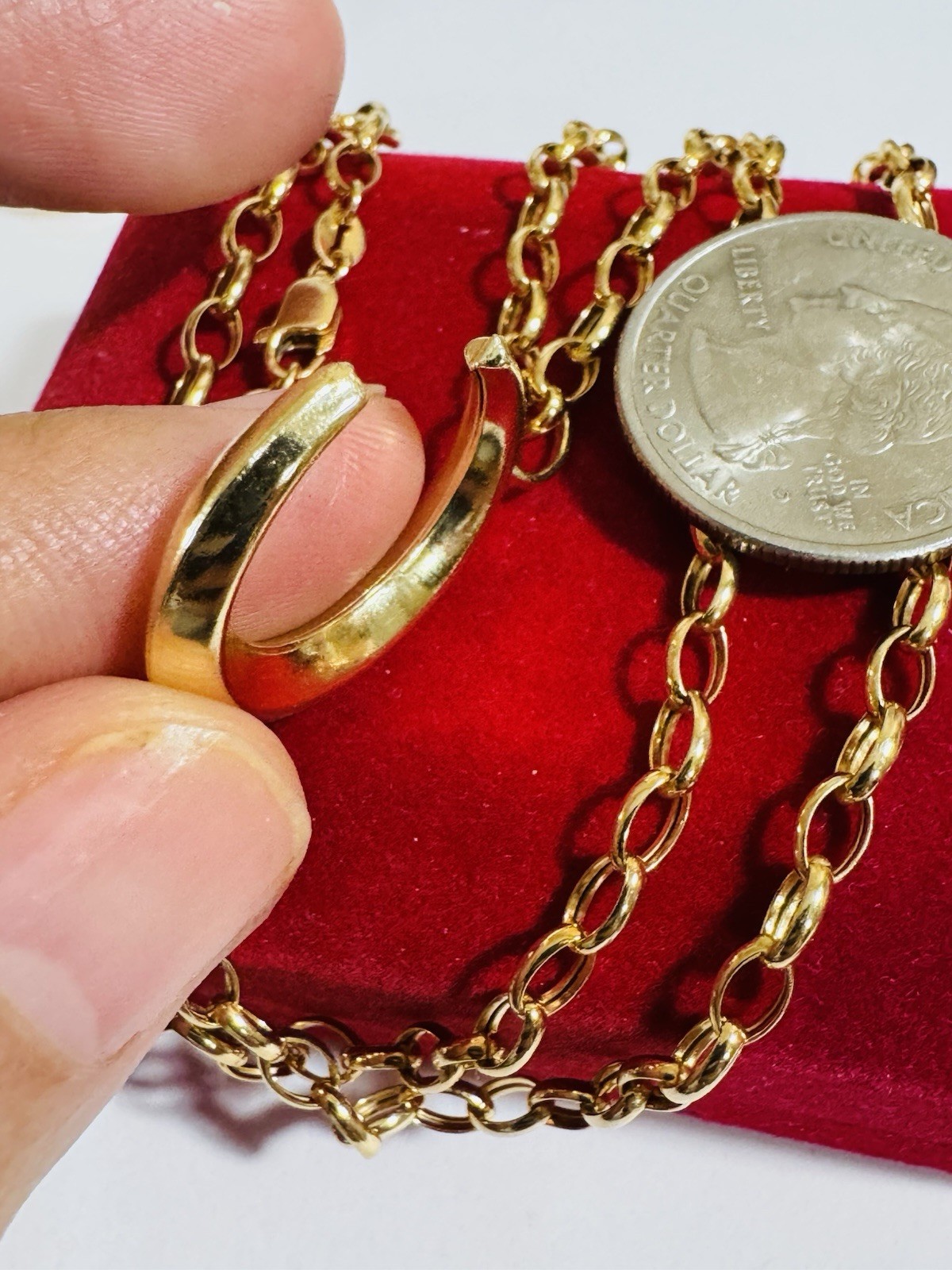 RARE 18K 750 Real Gold Letter C or Half Moon Necklace 19.5/20” Long 3.8mm 6.55g