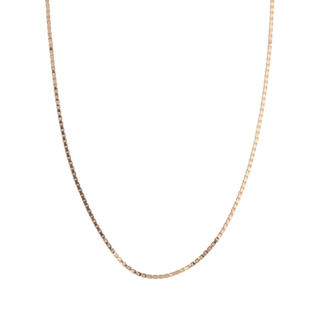 1mm Flattened Box Link Chain 15″ Necklace 14k Yellow Gold Italy 2.29 Grams
