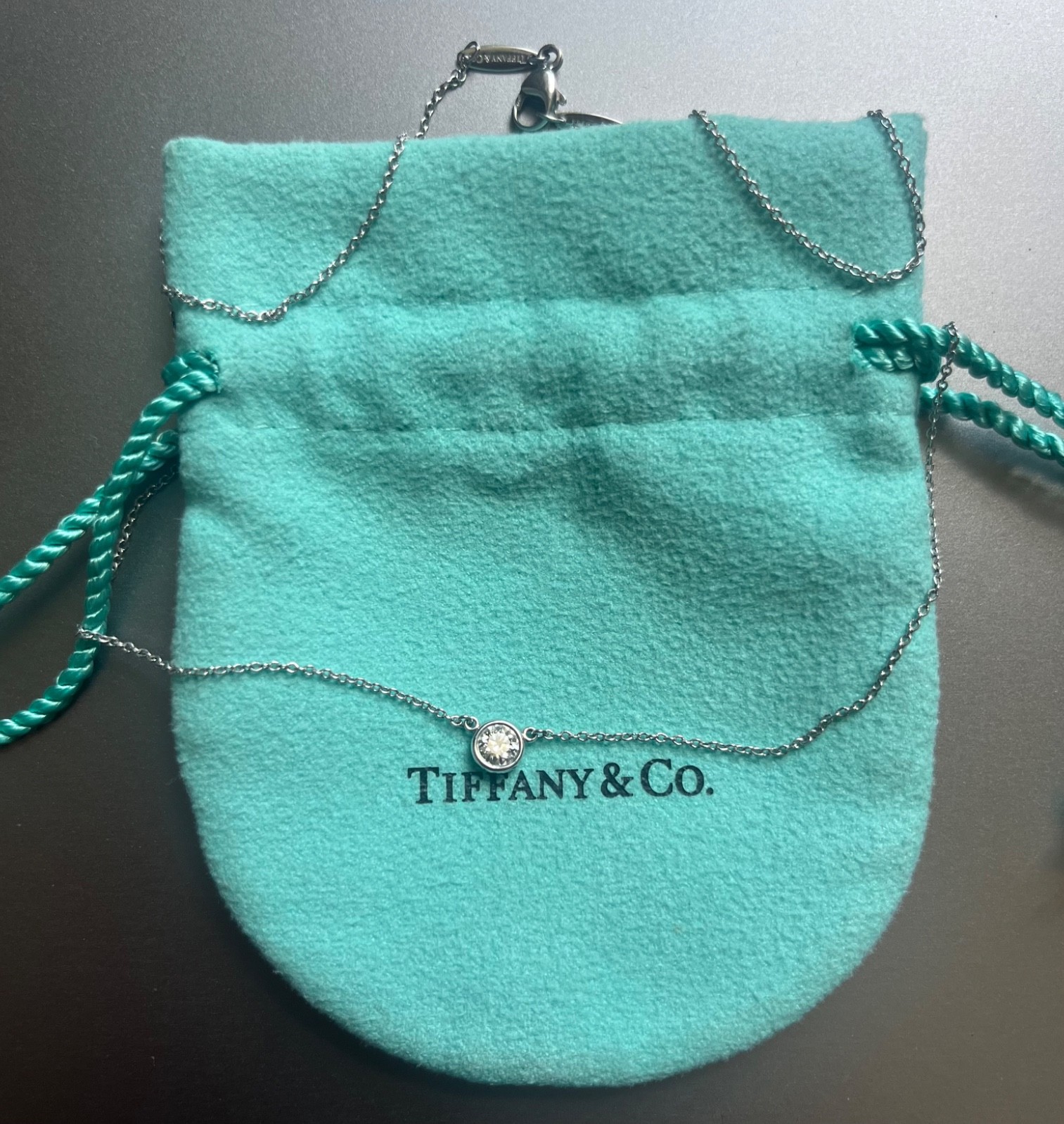 Tiffany & Co. VS1 “Diamond By The Yard” Necklace. Original bag Included.