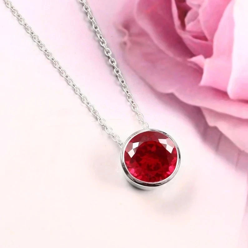 13 Ct Certified Natural Red Ruby Pendant in 925 Sterling Silver with Chain