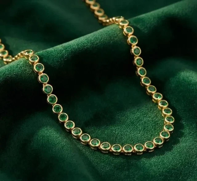 4MM Round Cut Lab Created Diamond Bezel Tennis Necklace 14k Yellow Gold Plated