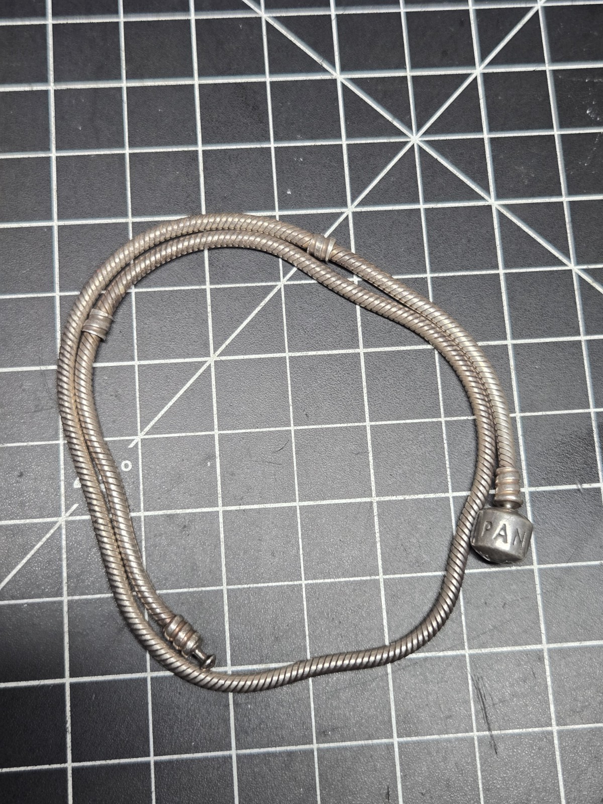 Pandora Moments Snake Chain Necklace with Barrel Clasp charm 16″ S925 ALE silver