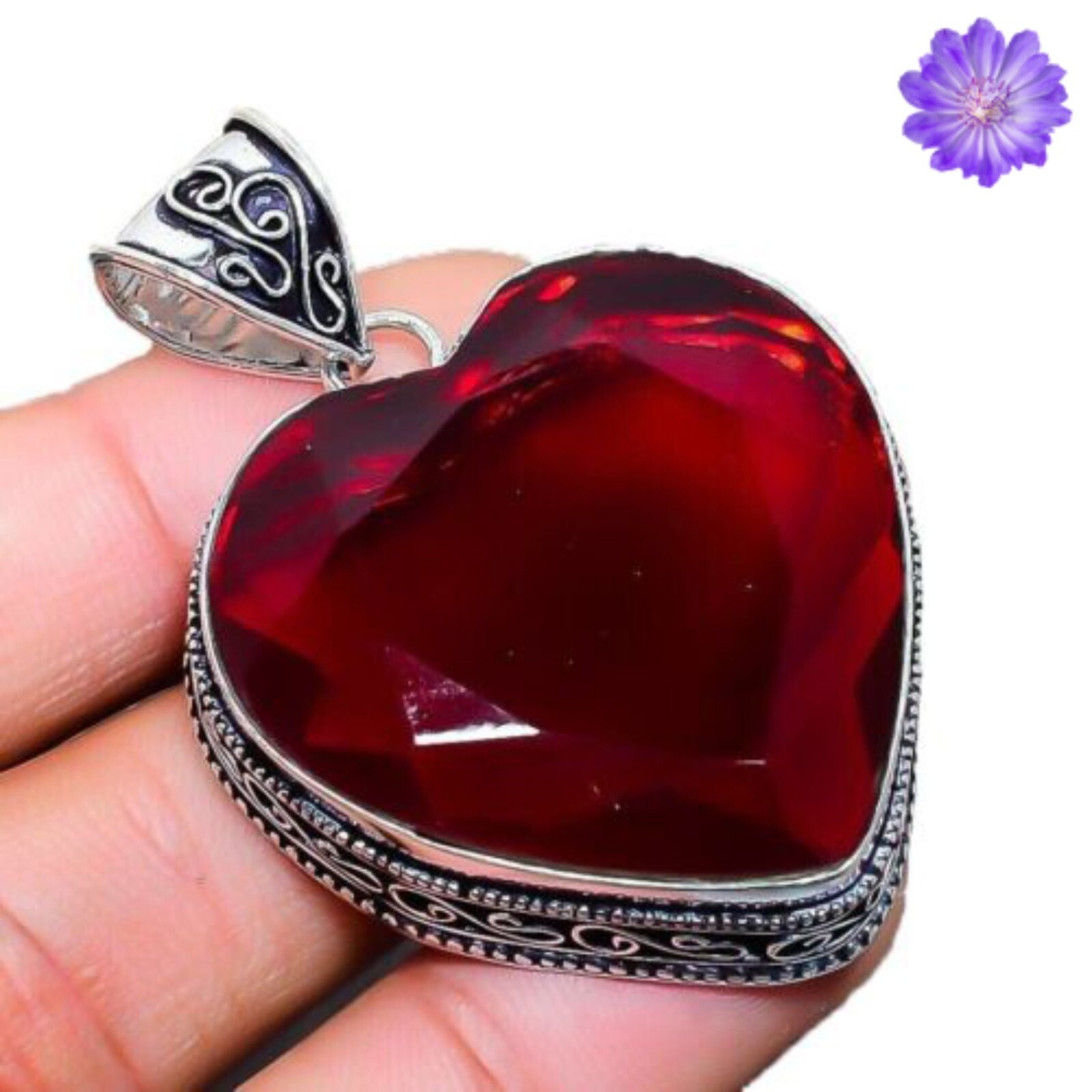 Handmade Garnet Gemstone 925 Sterling Pendant Silver Jewelry Pendant For Gift