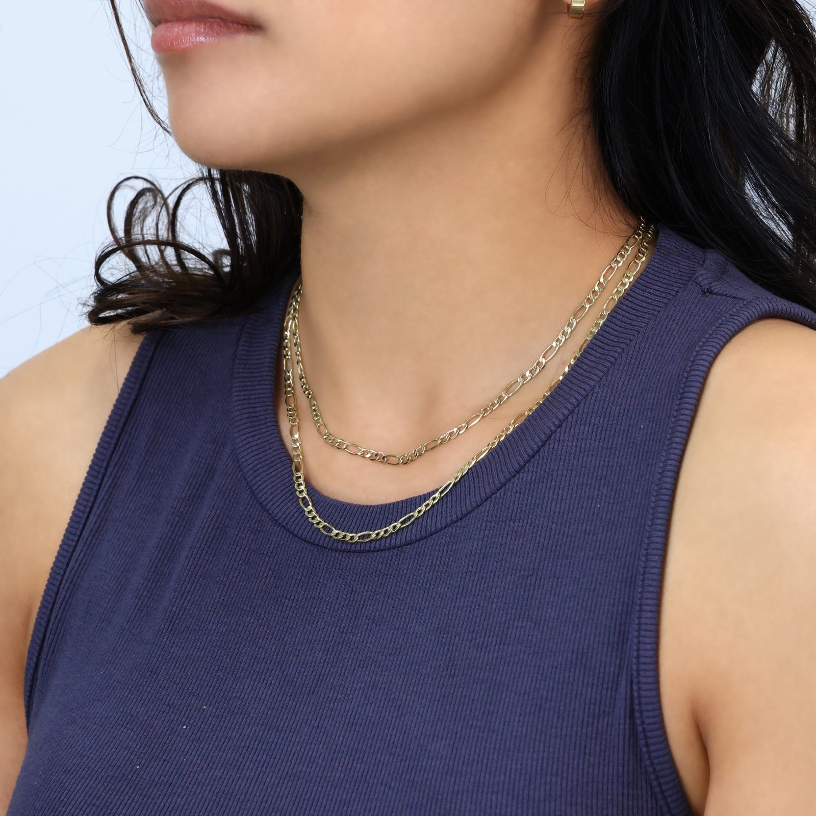10K Yellow Gold 3.5mm Figaro Italian Chain Link Necklace Mens Women 16″-30″