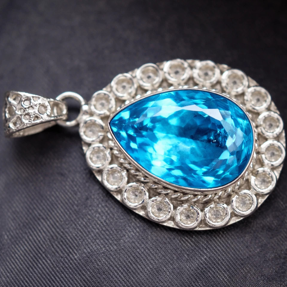 53.45 Ct Certified Natural Blue Paraiba Tourmaline 925 Silver Pendant Loose Gems