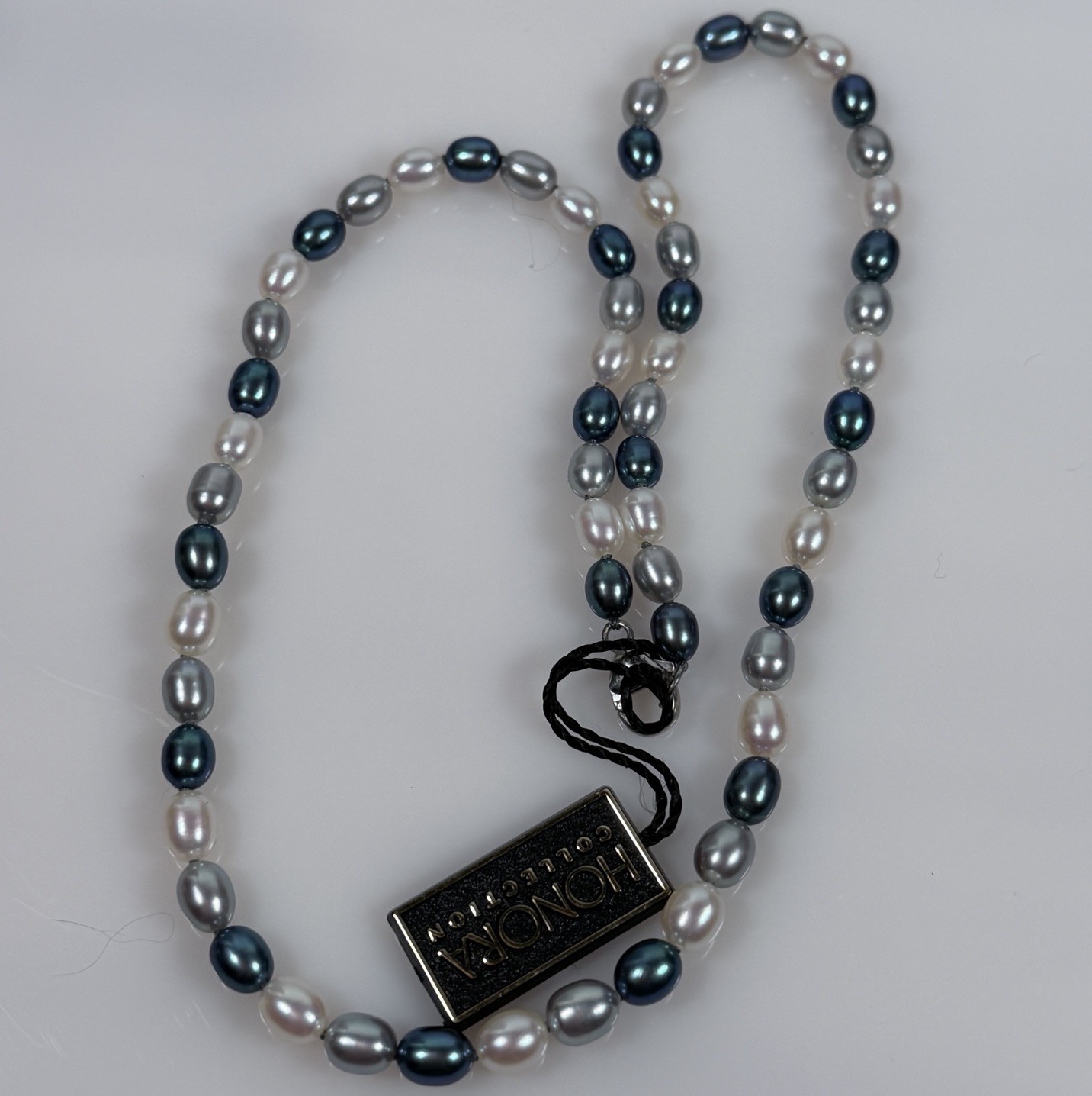 Honora Pearl Necklace Blue Silver White 925 Sterling Silver Clasp 18 in