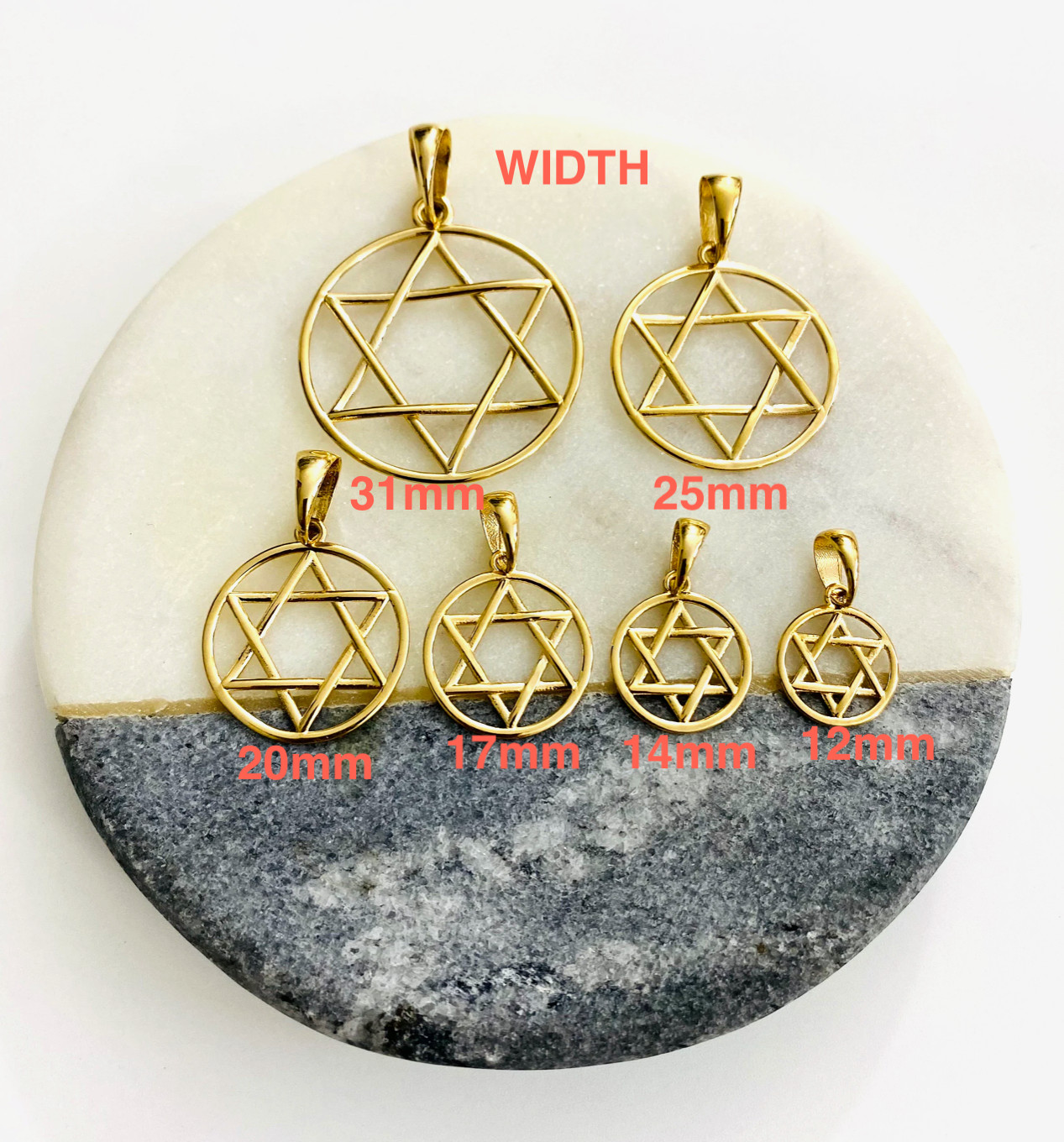 14k Solid Gold Star of David Pendant, 14K Real Solid Gold Star of David- T037