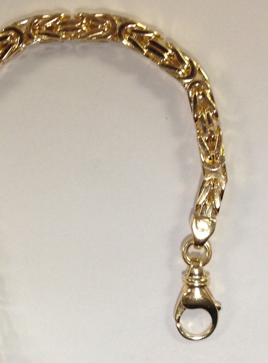 14k Yellow Gold 26″ Solid Byzantine Square Super 6.7mm 200 Grams Chain/Necklace