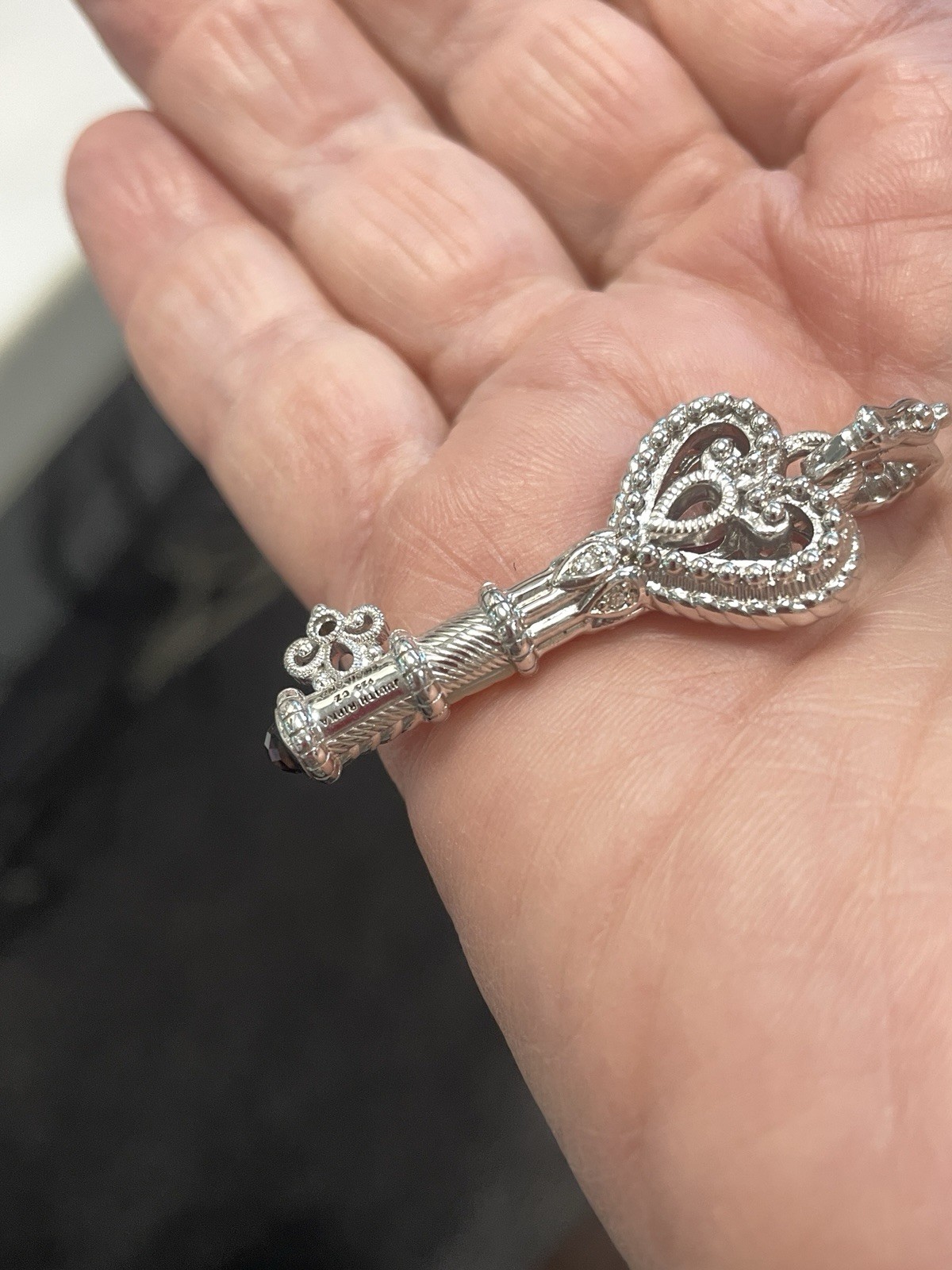 JUDITH RIPKA STERLING SILVER KEY PENDANT ENHANCER -PLEASE LOOK SO BRIGHT CZ’s!!