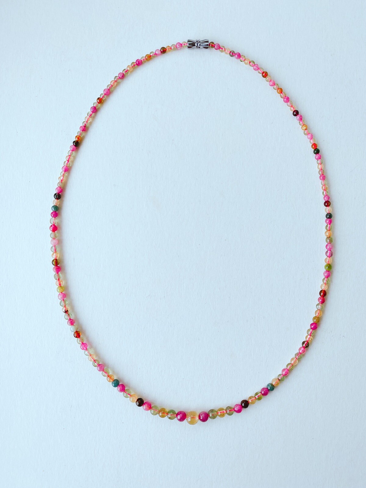 Handmade Natural Gemstone Necklace Tourmaline Beads 52cm Length