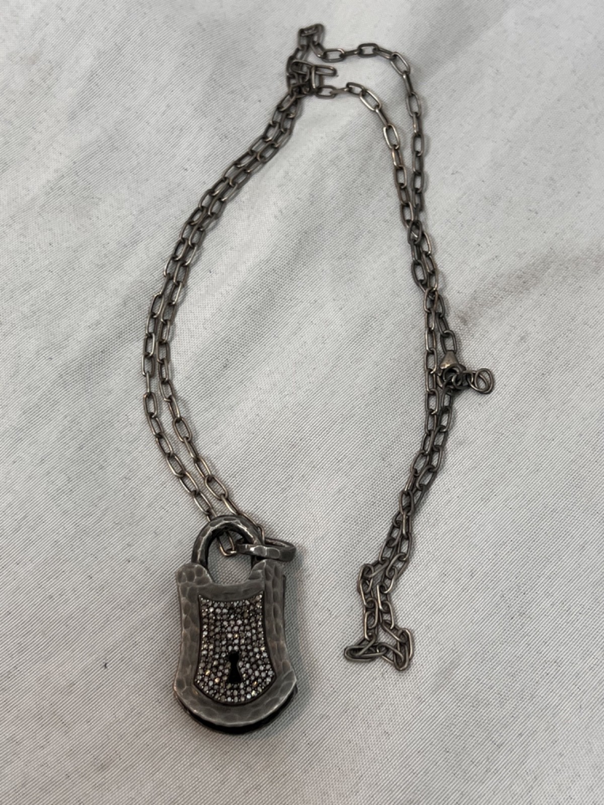 PAVE diamond Padlock pendant necklace 925 silver lock