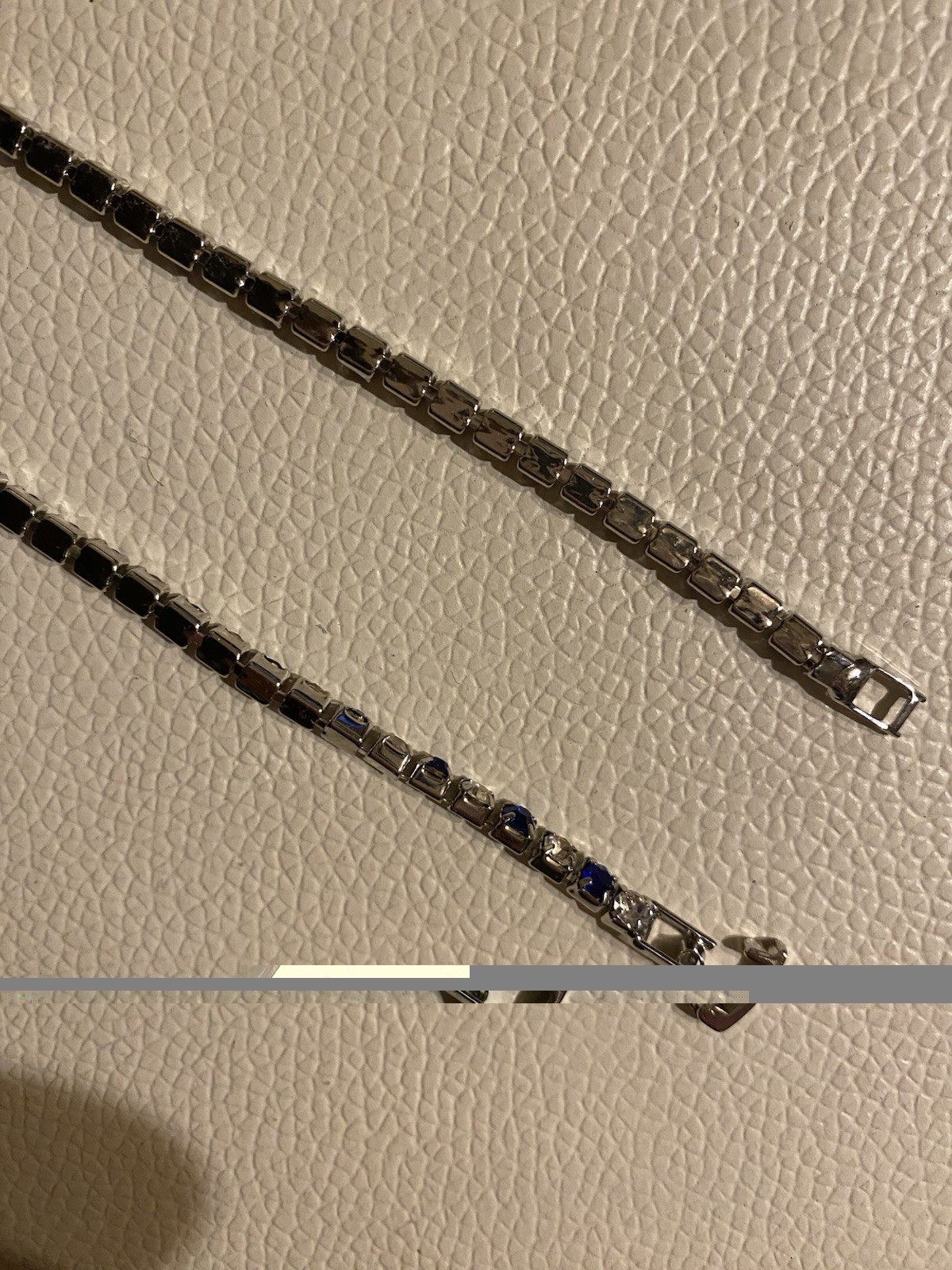 18CT Blue & White Lab Created Diamond Necklace 14K Gold Plated Sterling 19,5”