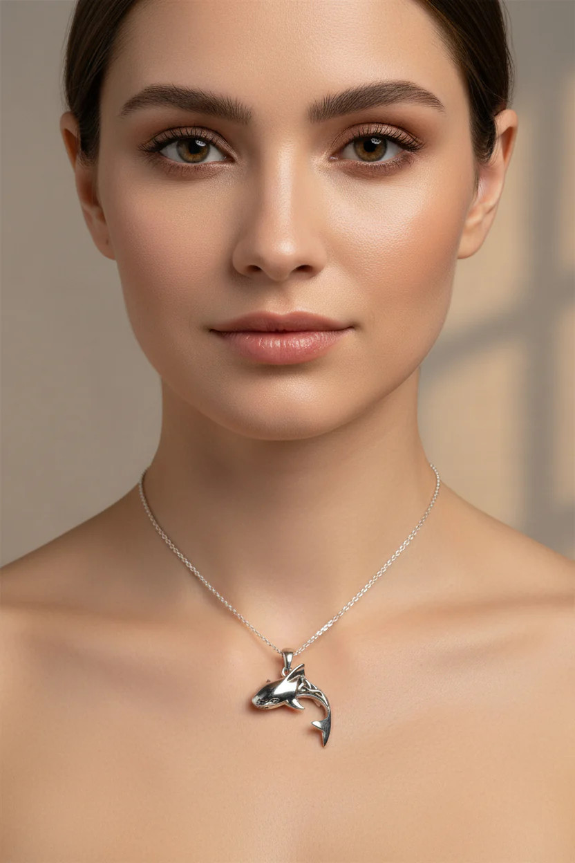 Celtic Shark Necklace Nautical Beach Sea Fish Ladies Mens Pendant 925 W/CHAIN