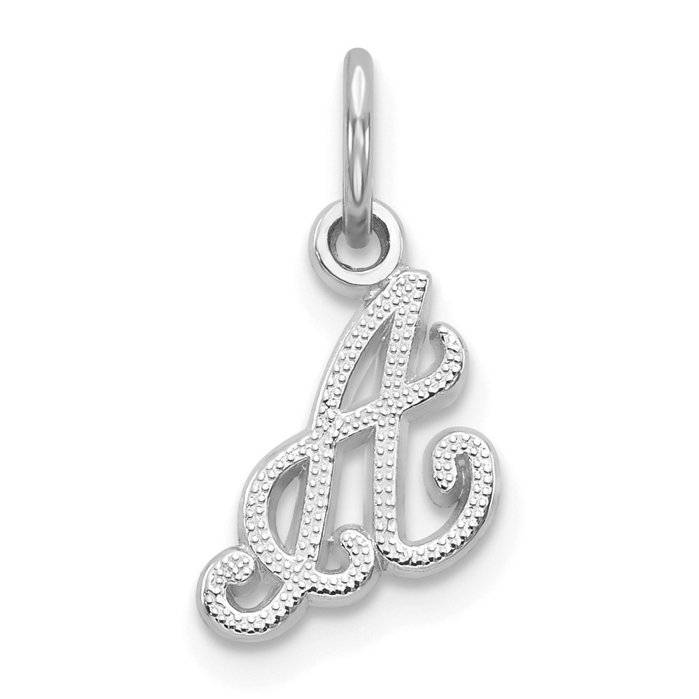 10k White Gold Initial A Charm Pendant 0.47gm L-17 mm, W-8.5 mm