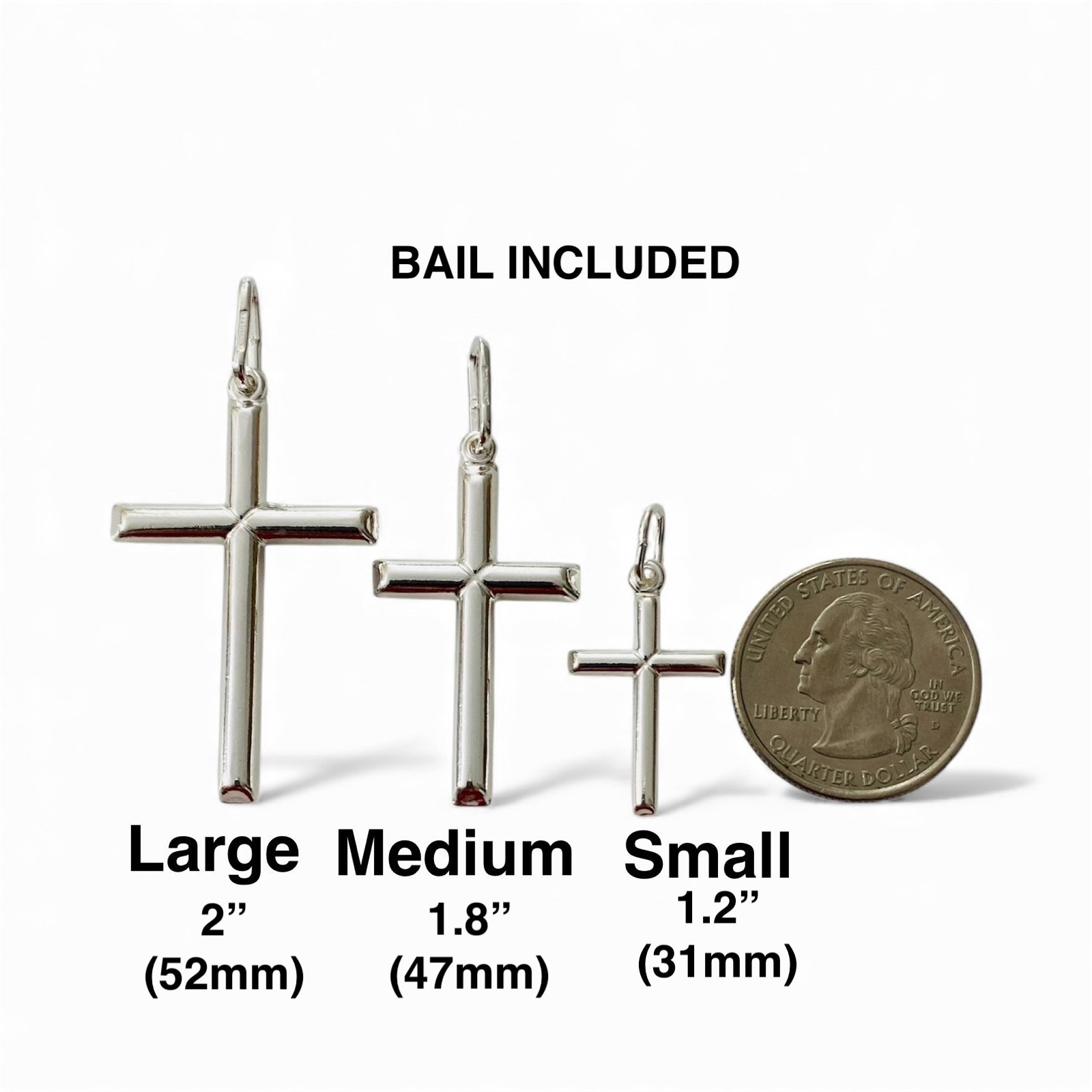 Italian 925 Sterling Silver Cross Pendant Plain Real Silver Tube Crucifix- ESP41