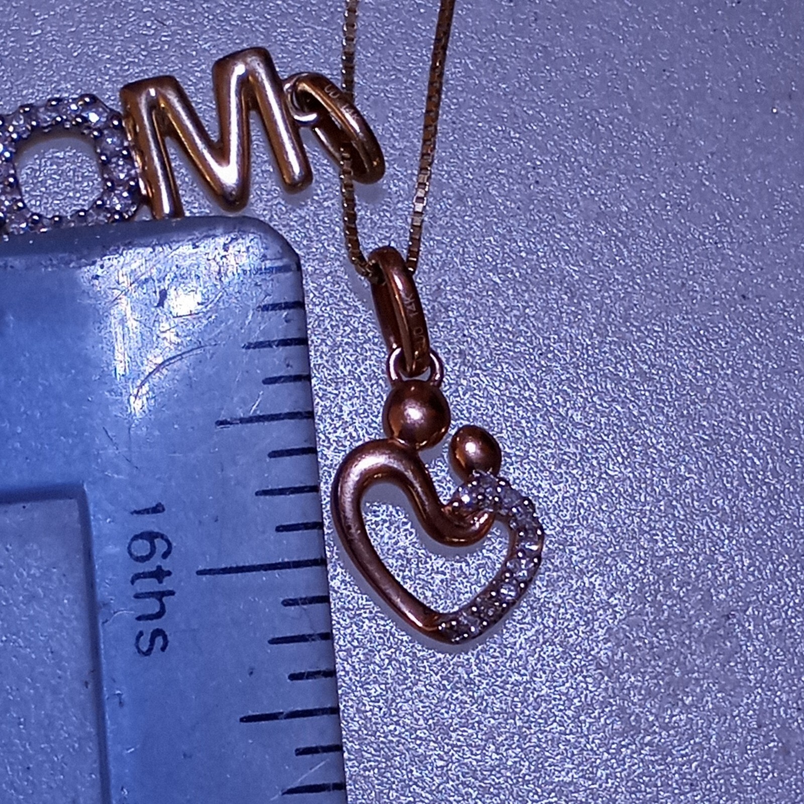 Diamond Mom with Heart Mother & Child Pendant Rose Gold Yellow Gold 10kt